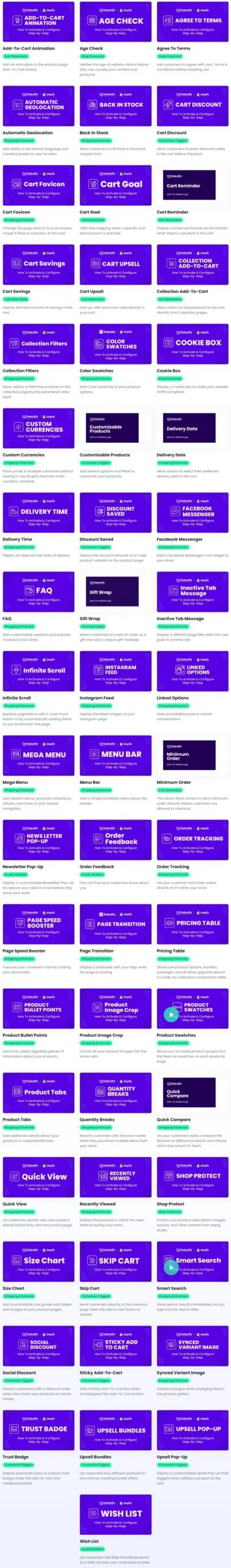 debutify theme features add ons debutify.com